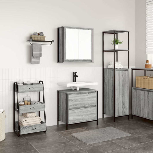 vidaXL Set Mobili da Bagno 2 pz Grigio Sonoma in Legno Multistrato