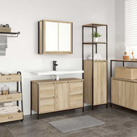 Set di mobili per il bagno con porta 2 pcs Rovere Sonoma e Nero 3328375