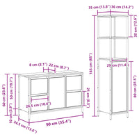 Set di mobili per il bagno 2 pcs Rovere Affumicato e Nero 3328376