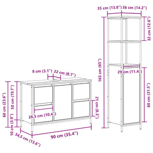 Set di mobili per il bagno 2 pcs Rovere Affumicato e Nero 3328376