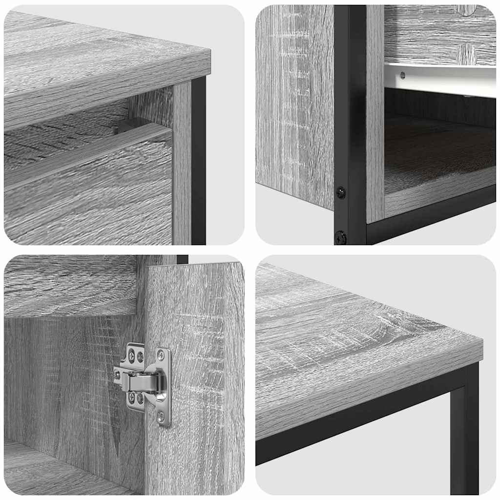 Set di mobili per il bagno con porta 3 pcs Grigio sonoma e Nero 3328382