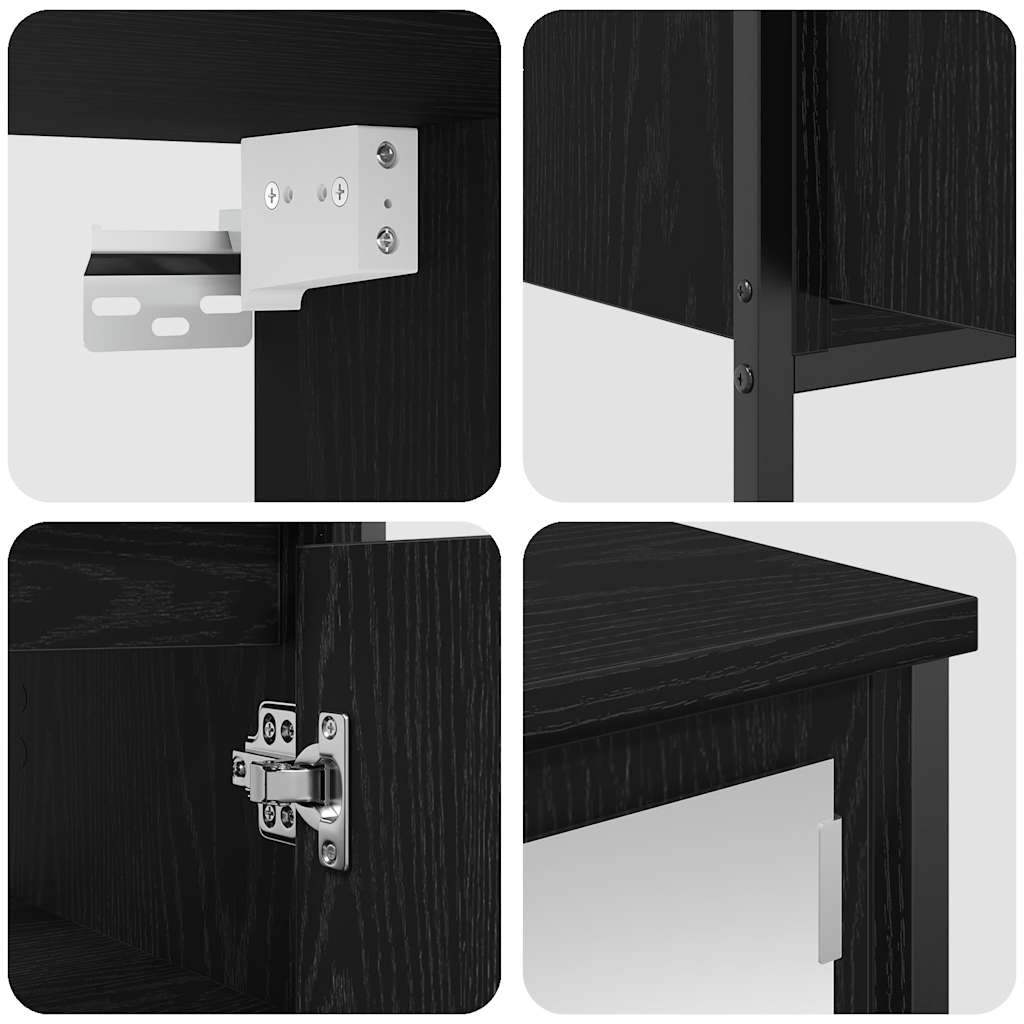 Set Mobili da Bagno 2 pz Rovere Nero in Legno Multistrato