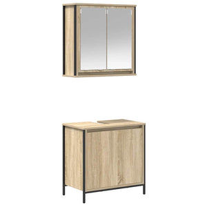 vidaXL Set Mobili da Bagno 2 pz Rovere Sonoma in Legno Multistrato
