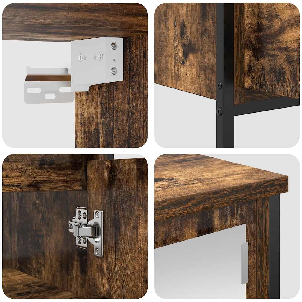 Set Mobili da Bagno 2 pz Rovere Fumo in Legno Multistrato 3328391