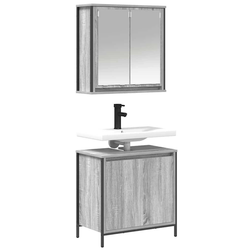 Set Mobili da Bagno 2 pz Grigio Sonoma in Legno Multistrato 3328392