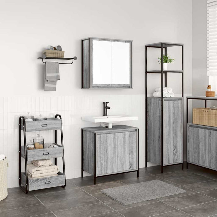 Set Mobili da Bagno 2 pz Grigio Sonoma in Legno Multistrato 3328392