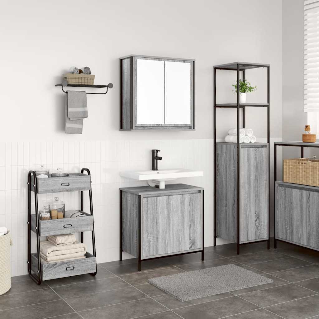 vidaXL Set Mobili da Bagno 2 pz Grigio Sonoma in Legno Multistrato