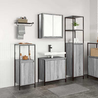 Set di mobili per il bagno con porta 3 pcs Grigio sonoma e Nero 3328397