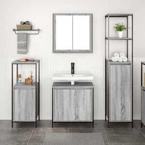 Set di mobili per il bagno con porta 3 pcs Grigio sonoma e Nero 3328397
