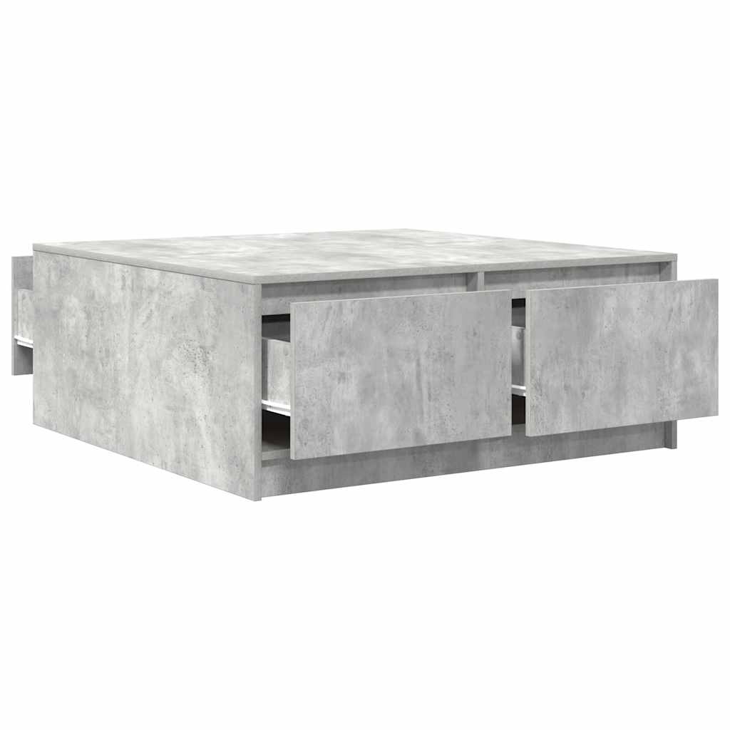 vidaXL Tavolino da Salotto con Cassetti Grigio Cemento 100x100x40 cm