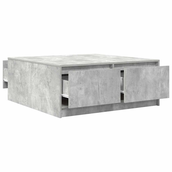 vidaXL Tavolino da Salotto con Cassetti Grigio Cemento 100x100x40 cm
