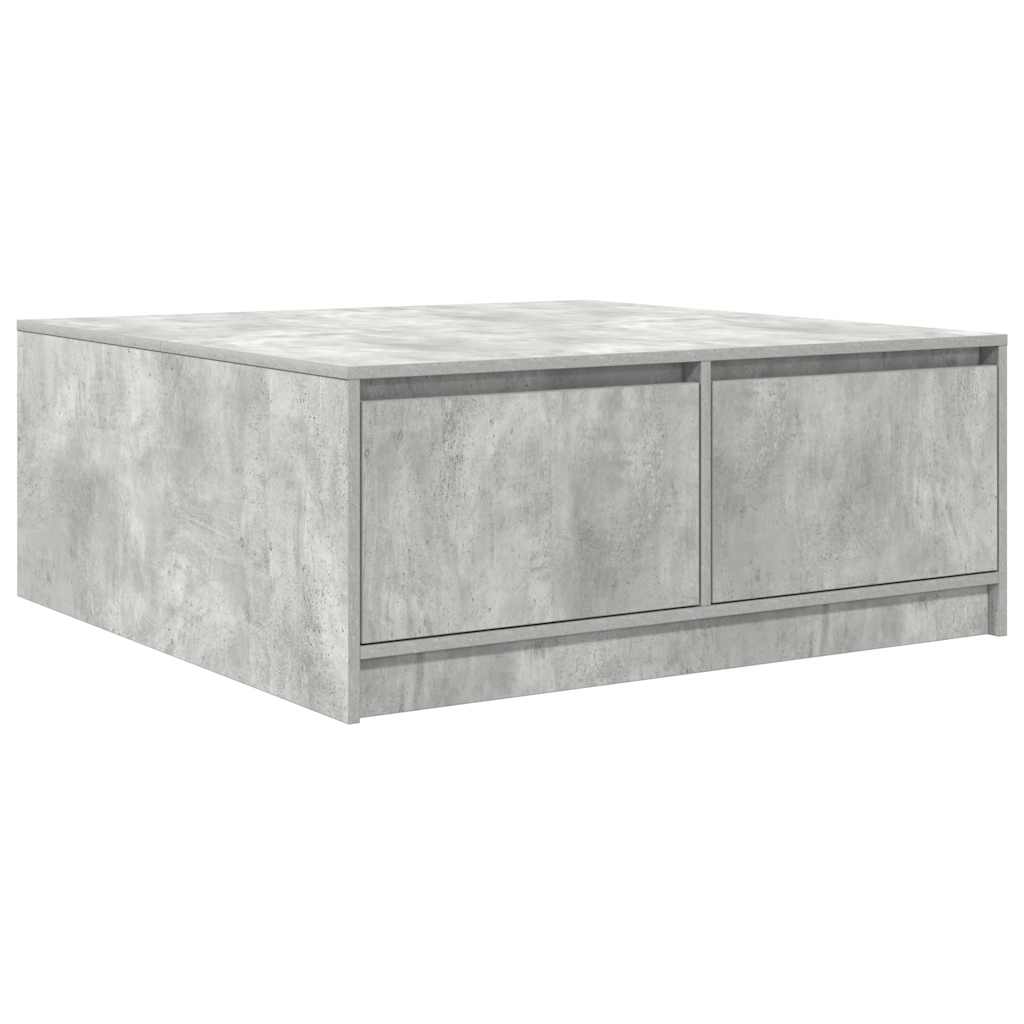 vidaXL Tavolino da Salotto con Cassetti Grigio Cemento 100x100x40 cm