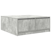 vidaXL Tavolino da Salotto con Cassetti Grigio Cemento 100x100x40 cm