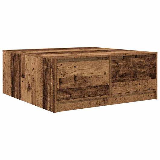 Tavolino da Salotto con Cassetti Legno Antico 100x100x40 cm 3328406