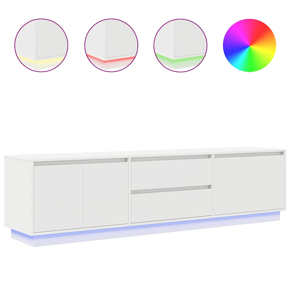 vidaXL Mobile Porta TV con Luci LED Bianco 193,5x41x50 cm