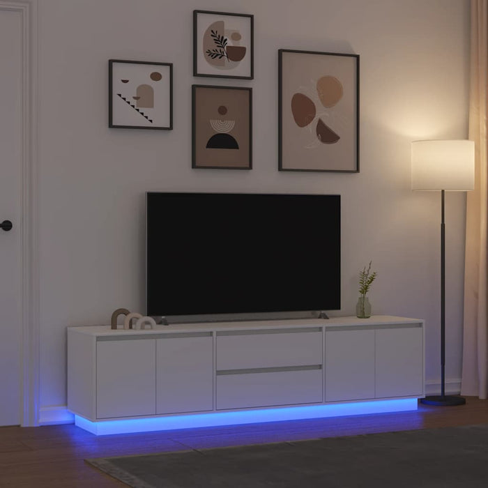 vidaXL Mobile Porta TV con Luci LED Bianco 193,5x41x50 cm