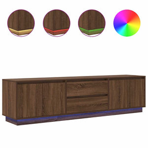 vidaXL Mobile Porta TV con Luci LED Rovere Marrone 193,5x41x50 cm