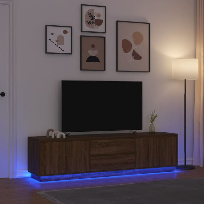 vidaXL Mobile Porta TV con Luci LED Rovere Marrone 193,5x41x50 cm