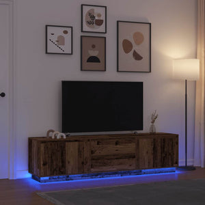 vidaXL Mobile Porta TV con Luci LED Legno Antico 193,5x41x50 cm