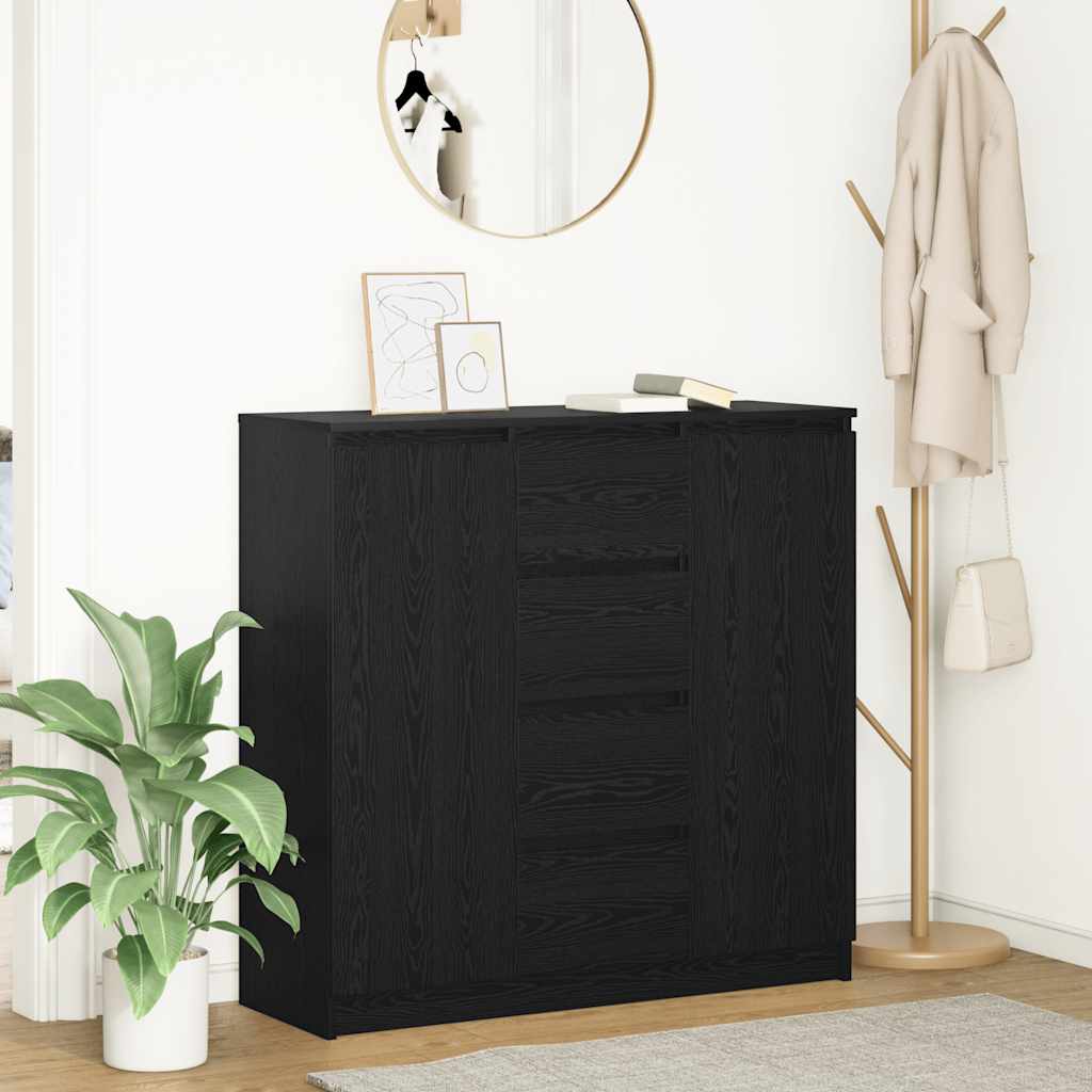 vidaXL Credenza con Cassetti Rovere Nero 100,5x35x98,5 cm Truciolato