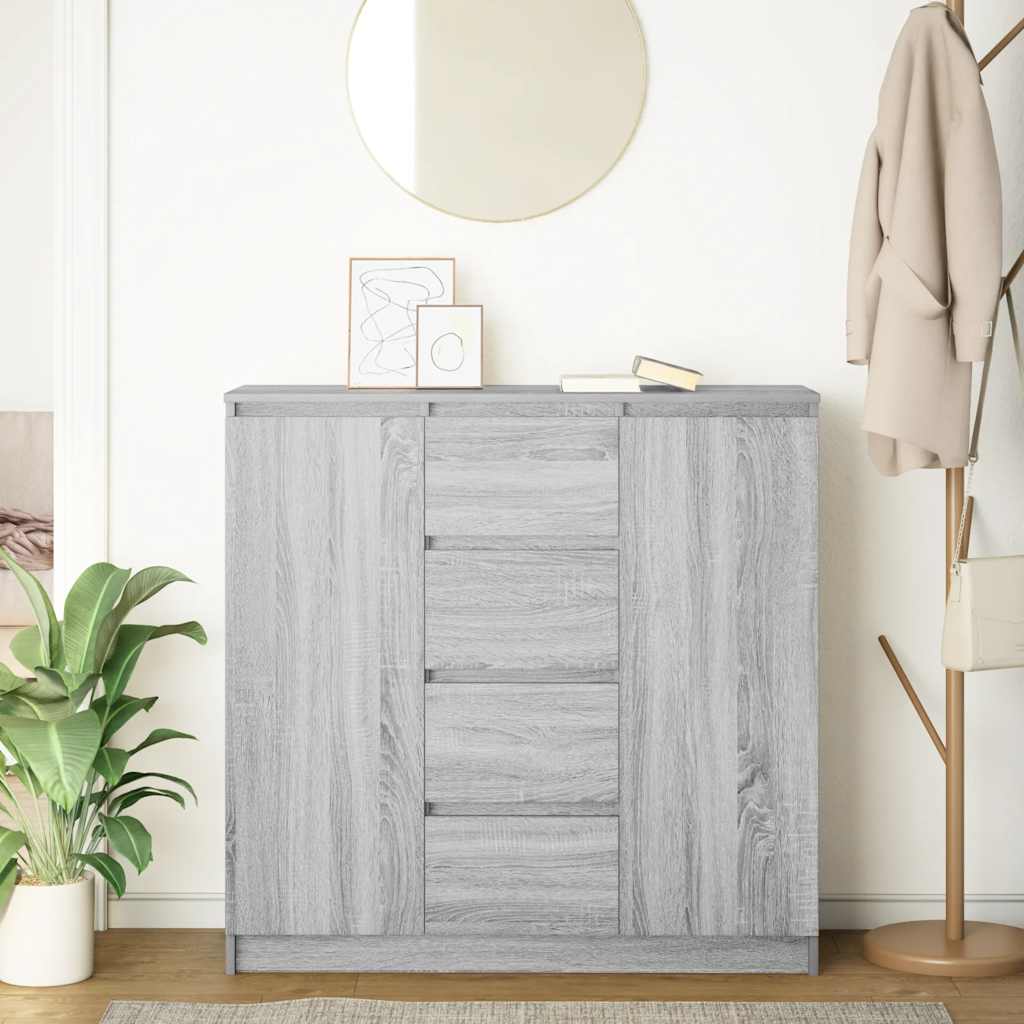 Credenza con Cassetti Grigio Sonoma 100,5x35x98,5 cm Truciolato 3328458