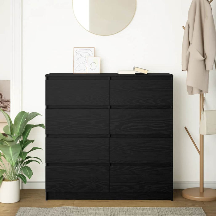 Credenza Rovere Nero 100x35x99 cm in Legno Multistrato