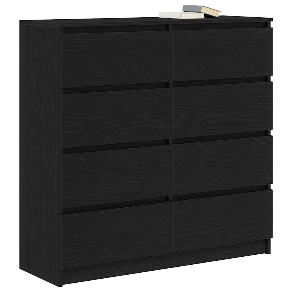 Credenza Rovere Nero 100x35x99 cm in Legno Multistrato