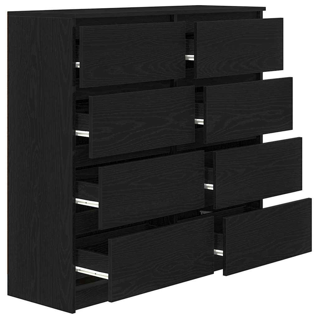 Credenza Rovere Nero 100x35x99 cm in Legno Multistrato