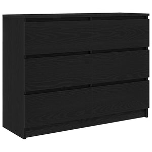 Credenza Rovere Nero 100x35x76 cm in Legno Multistrato