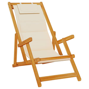 vidaXL Sedia da Spiaggia Pieghevole Braccioli Legno Acacia&Textilene