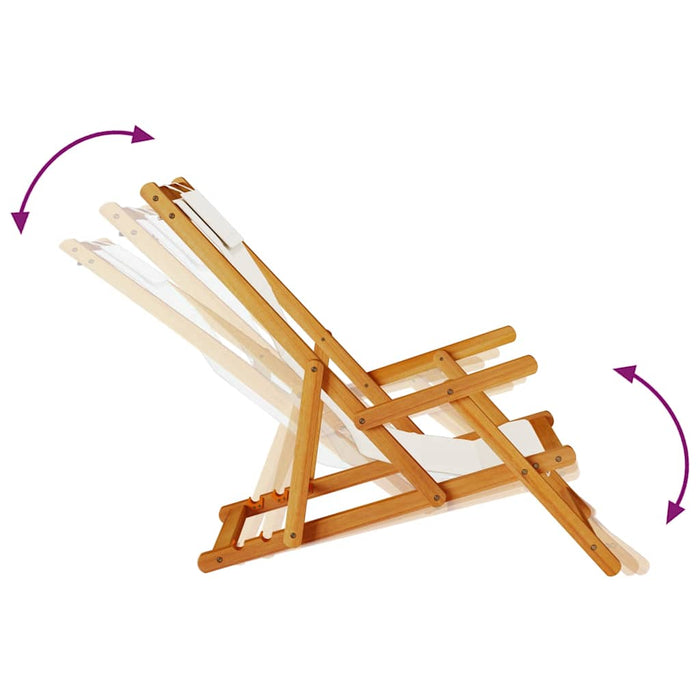 Sedia da Spiaggia Pieghevole Braccioli Legno Acacia&Textilene 4108068