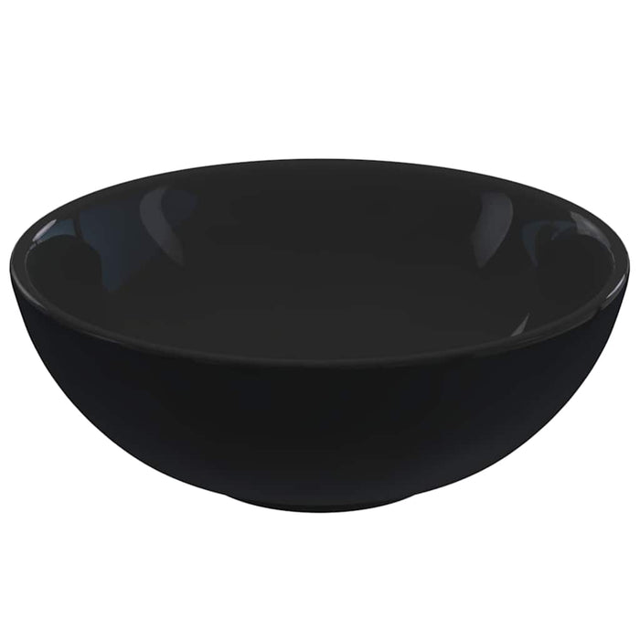 vidaXL Lavandino Ø28x10 cm in Ceramica Nero Lucido