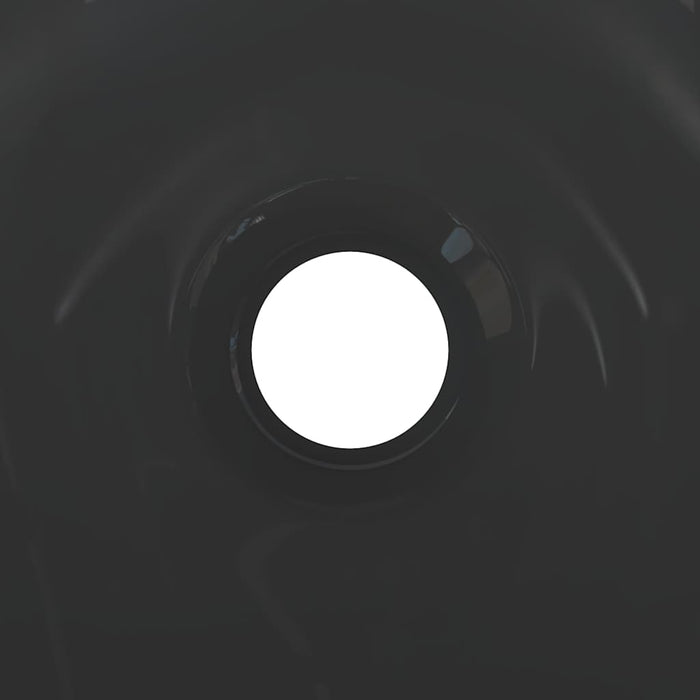 vidaXL Lavandino Ø28x10 cm in Ceramica Nero Lucido