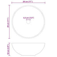 vidaXL Lavandino Ø28x10 cm in Ceramica Nero Lucido