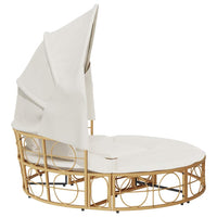 Lettino Prendisole Esterno Tetto e Cuscini in Polyrattan