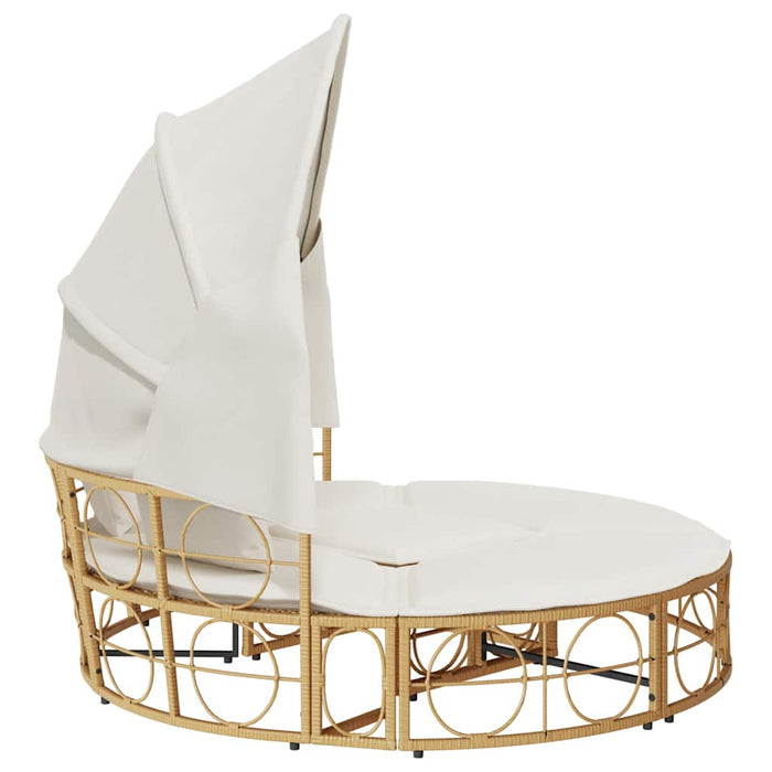 Lettino Prendisole Esterno Tetto e Cuscini in Polyrattan 4108235