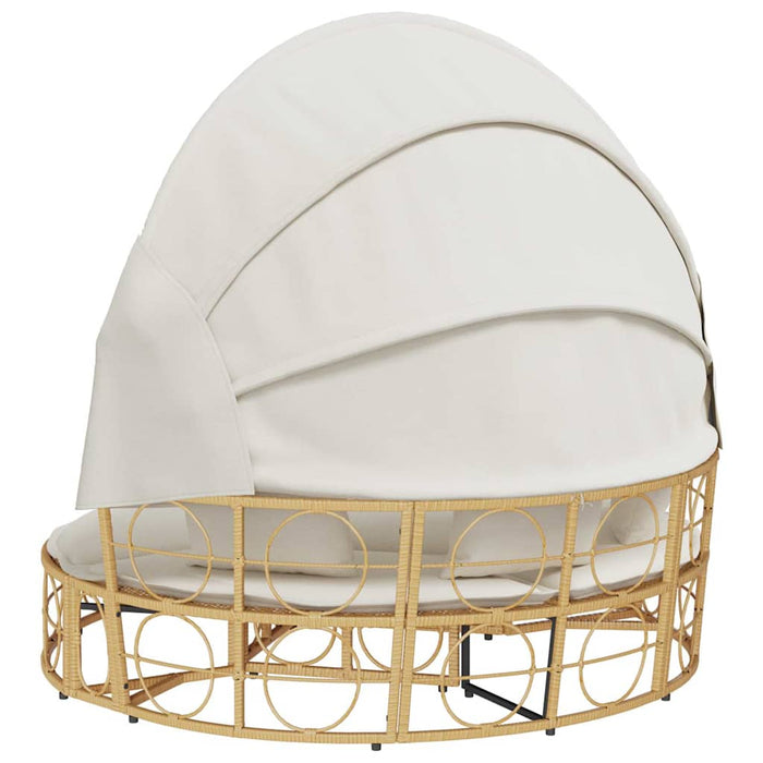 Lettino Prendisole Esterno Tetto e Cuscini in Polyrattan