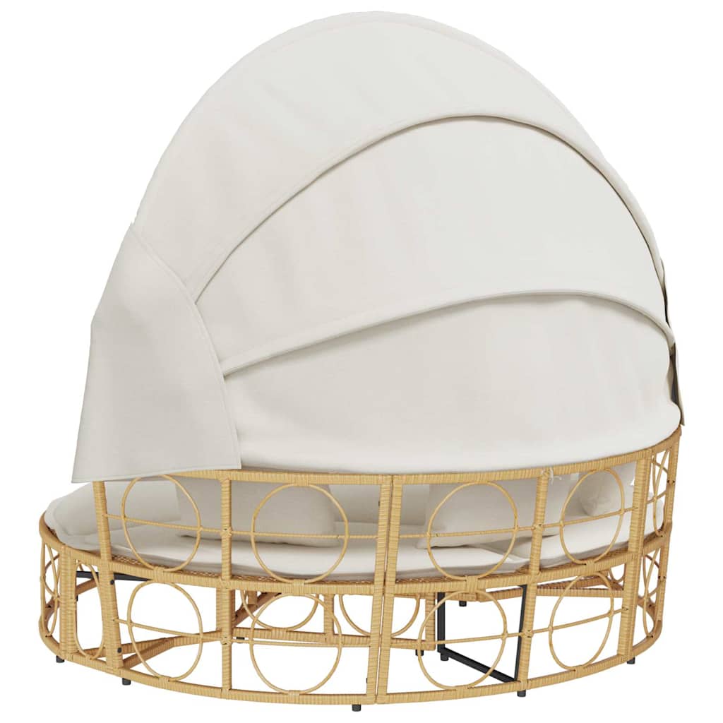 Lettino Prendisole Esterno Tetto e Cuscini in Polyrattan 4108235