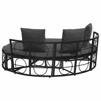 Lettino Prendisole Esterno senza Tetto Nero in Polyrattan