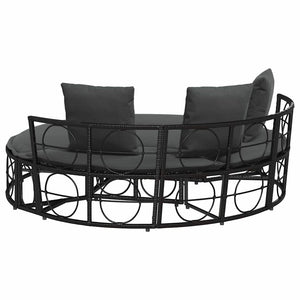 Lettino Prendisole Esterno senza Tetto Nero in Polyrattan