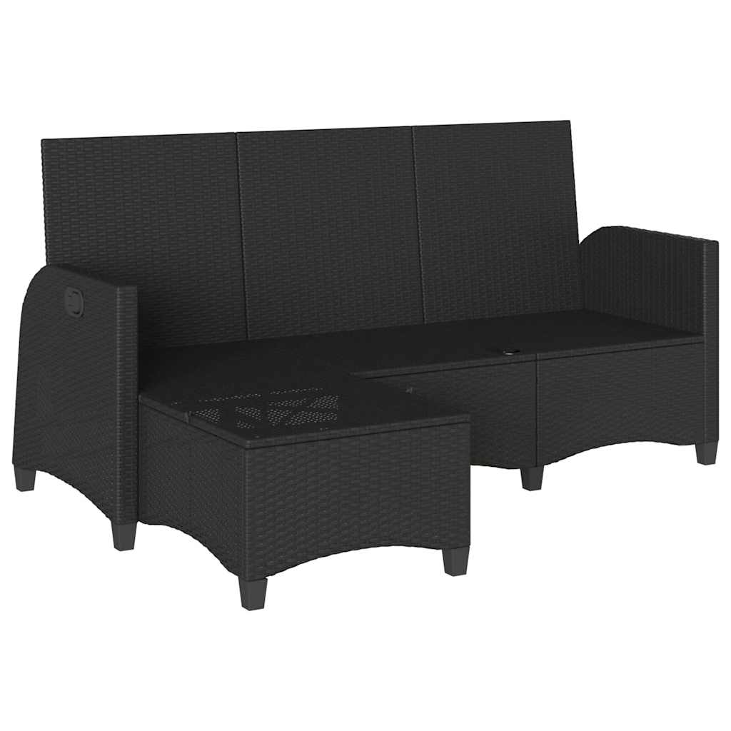 Divano da Giardino Reclinabile a L con Cuscini Nero Polyrattan 4108238