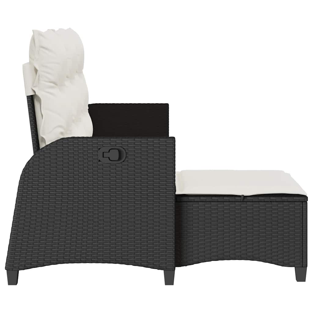 Divano da Giardino Reclinabile a L con Cuscini Nero Polyrattan 4108238