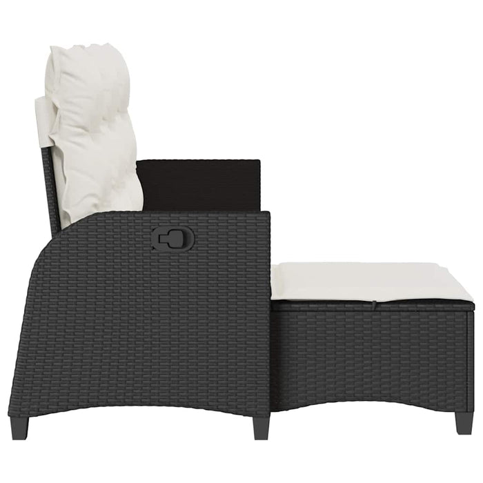 Divano da Giardino Reclinabile a L con Cuscini Nero Polyrattan 4108238