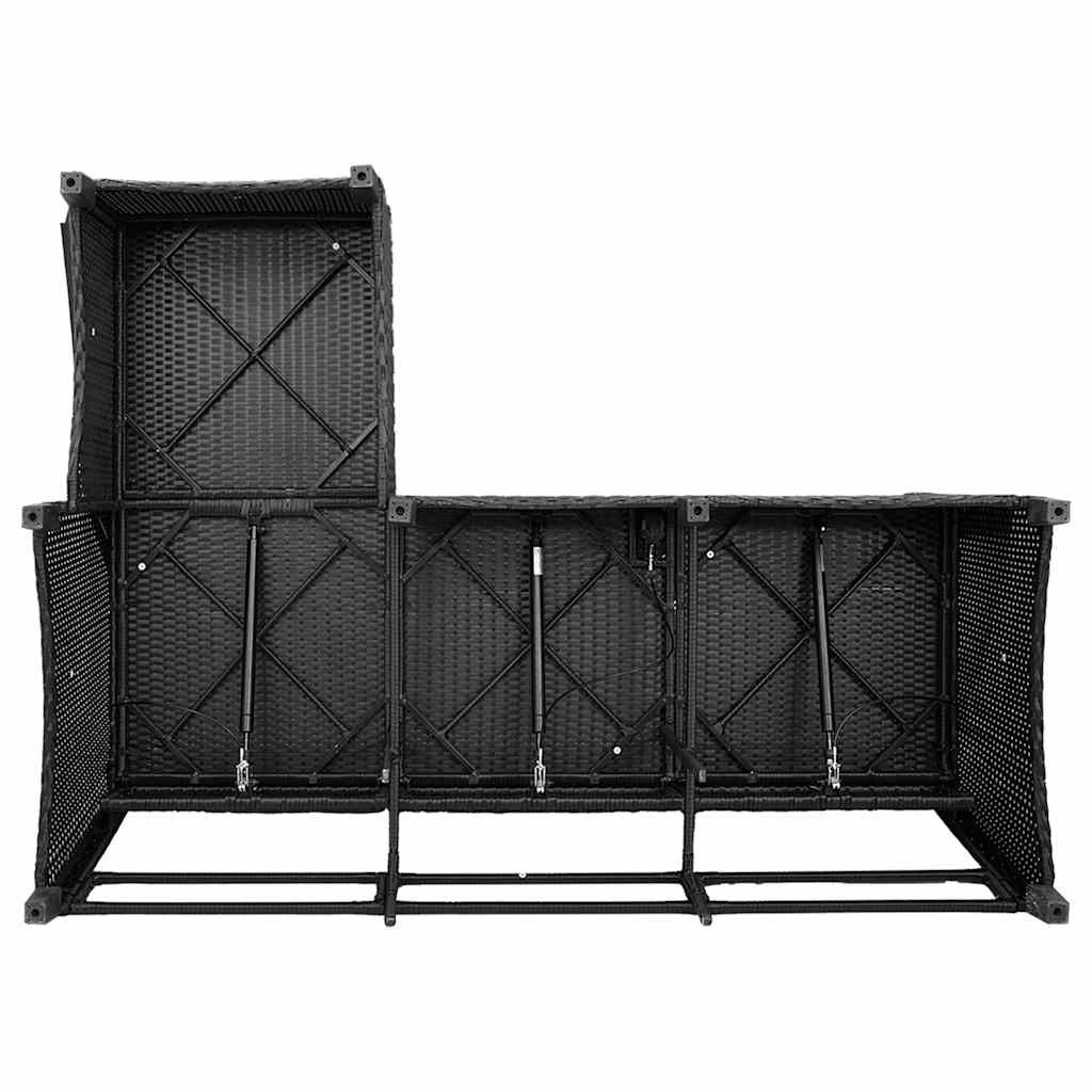 Divano da Giardino Reclinabile a L con Cuscini Nero Polyrattan 4108238