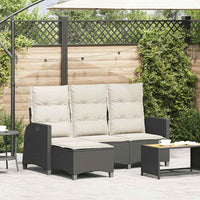 Divano da Giardino Reclinabile a L con Cuscini Nero Polyrattan 4108238