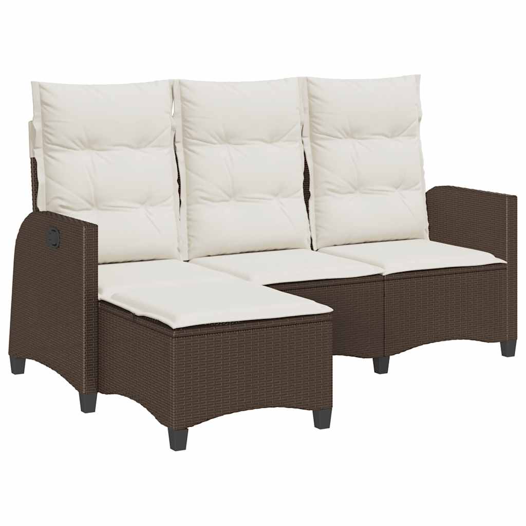 Divano Reclinabile Giardino con Cuscini a L-Sofa da Giardino-Divano da esterno Marrone Polyrattan
