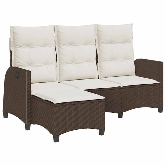Divano Reclinabile Giardino con Cuscini a L-Sofa da Giardino-Divano da esterno Marrone Polyrattan