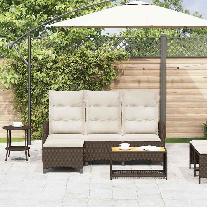 Divano Reclinabile Giardino con Cuscini a L-Sofa da Giardino-Divano da esterno Marrone Polyrattan