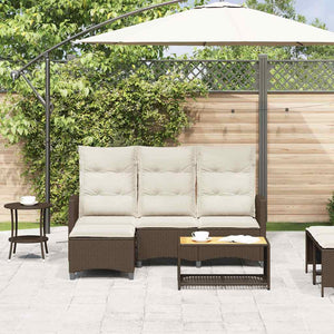 Divano Reclinabile Giardino con Cuscini a L Marrone Polyrattan 4108239