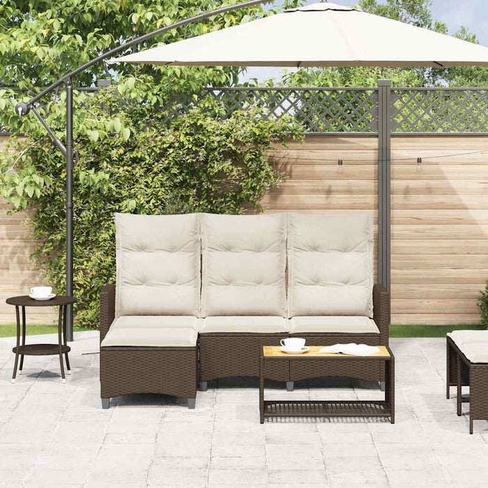 Divano Reclinabile Giardino con Cuscini a L Marrone Polyrattan 4108239
